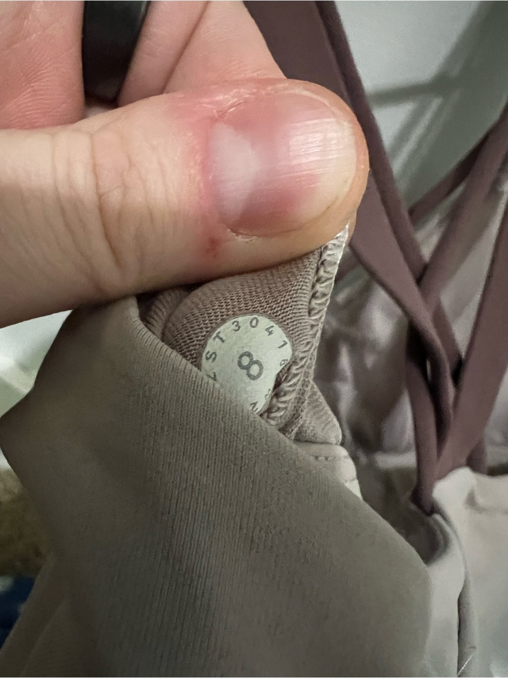 lululemon athletica Taupe Sports Bra with Dark Purple Strappy Back - Picture 3 of 3